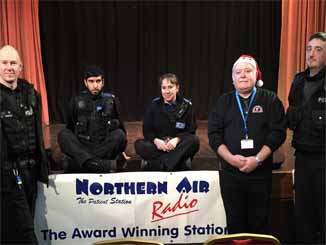 Sian Crichley with John Robinson and the local bobbies from Prestwich